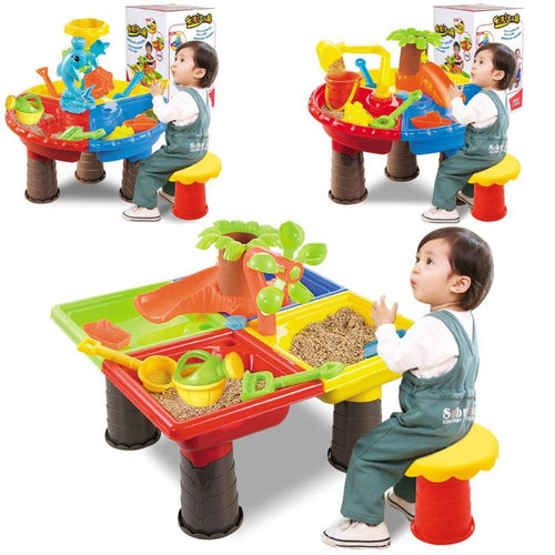 Kids Summer Outdoor Beach Sandpit Toys Sand Bucket Water Wheel Table Play Set Toys Children Learning Education Toy Baby Birthday
